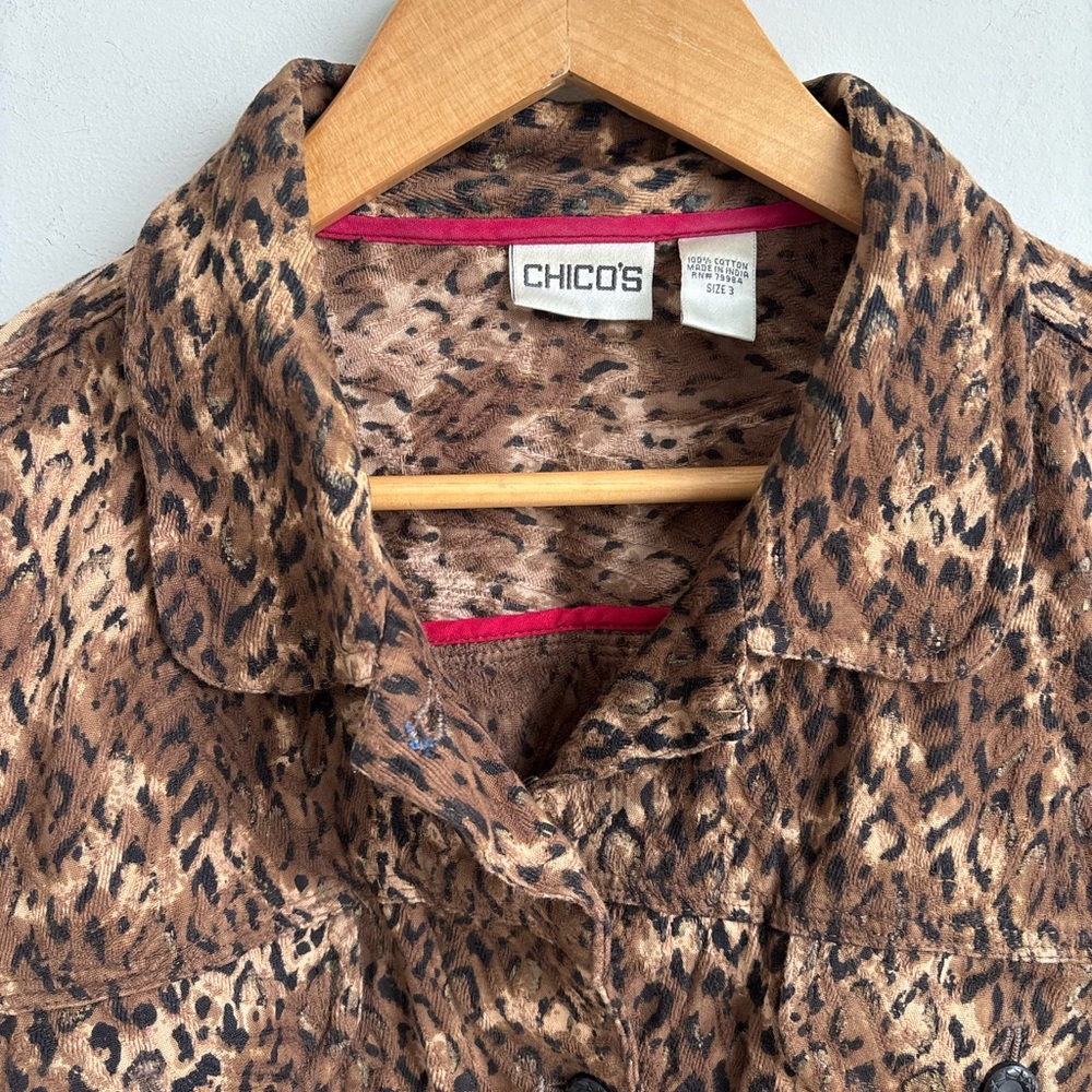Chico’s Leopard Print Jacket Cotton Button Front … - image 5
